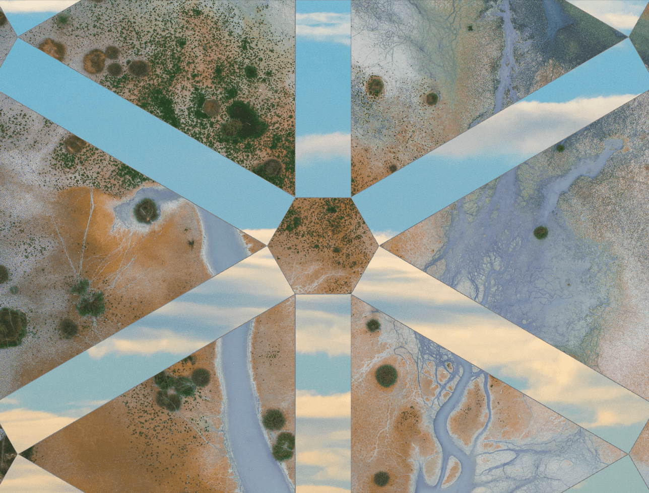 Aerial imagery within the brand mark