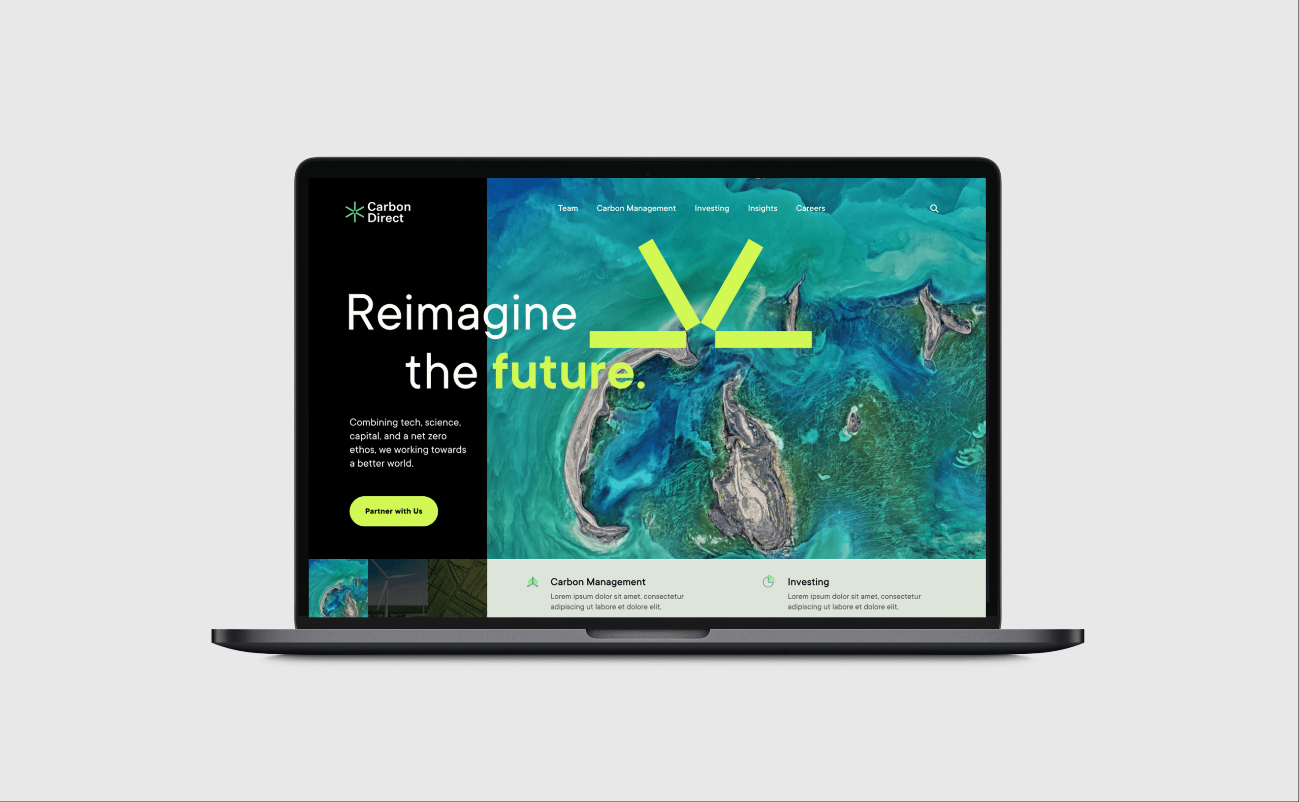 Carbon Direct website on a laptop