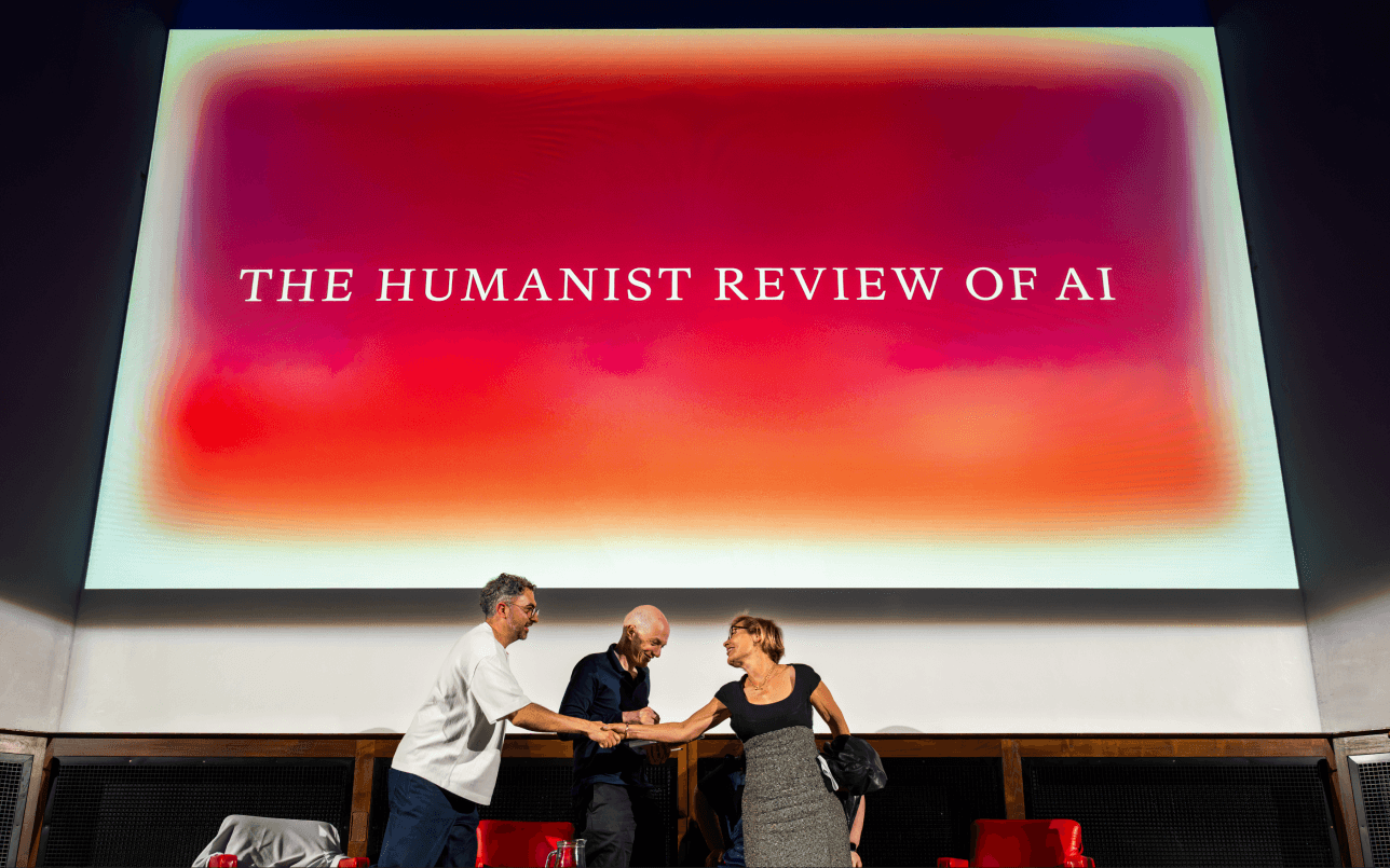 Humanist Review of AI billboard