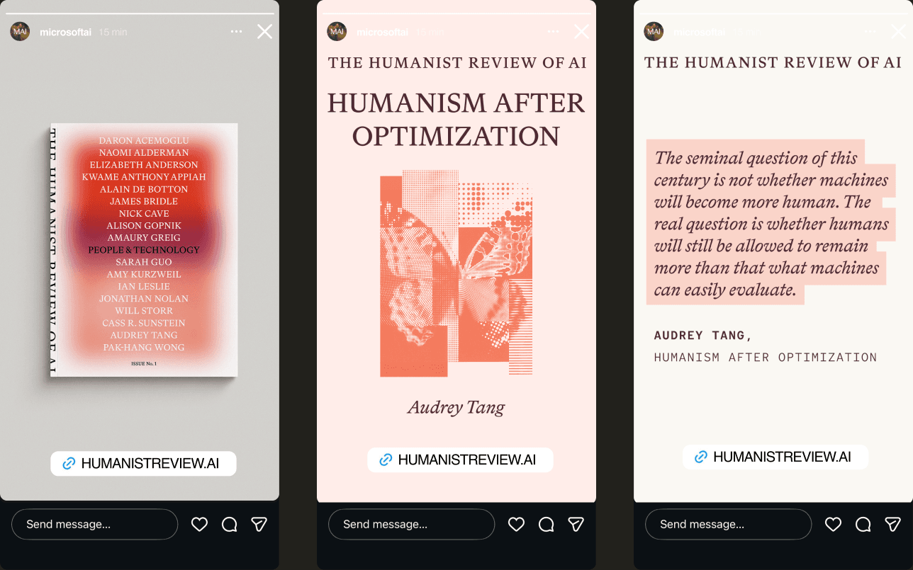 Instagram story mockups for the Humanist Review