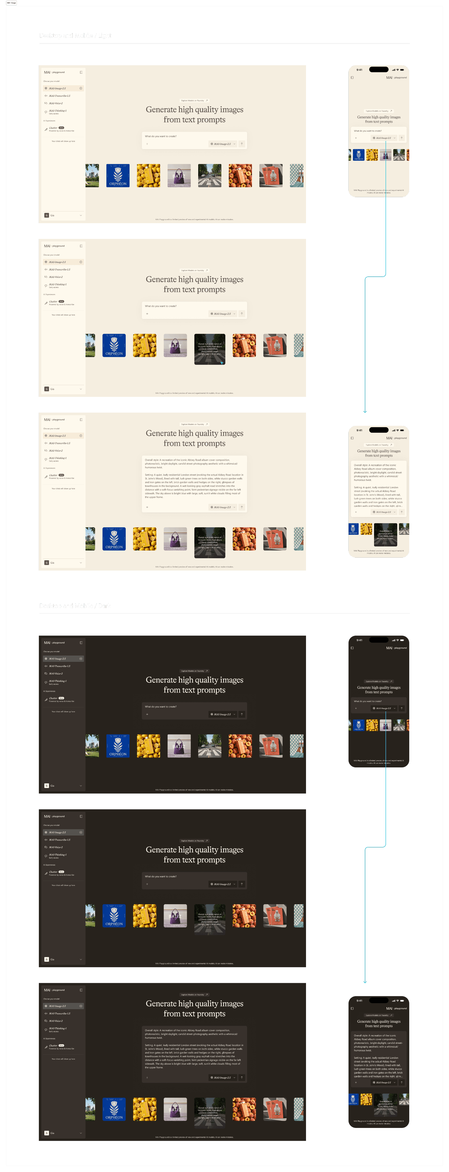 Playground desktop and mobile screens, light theme